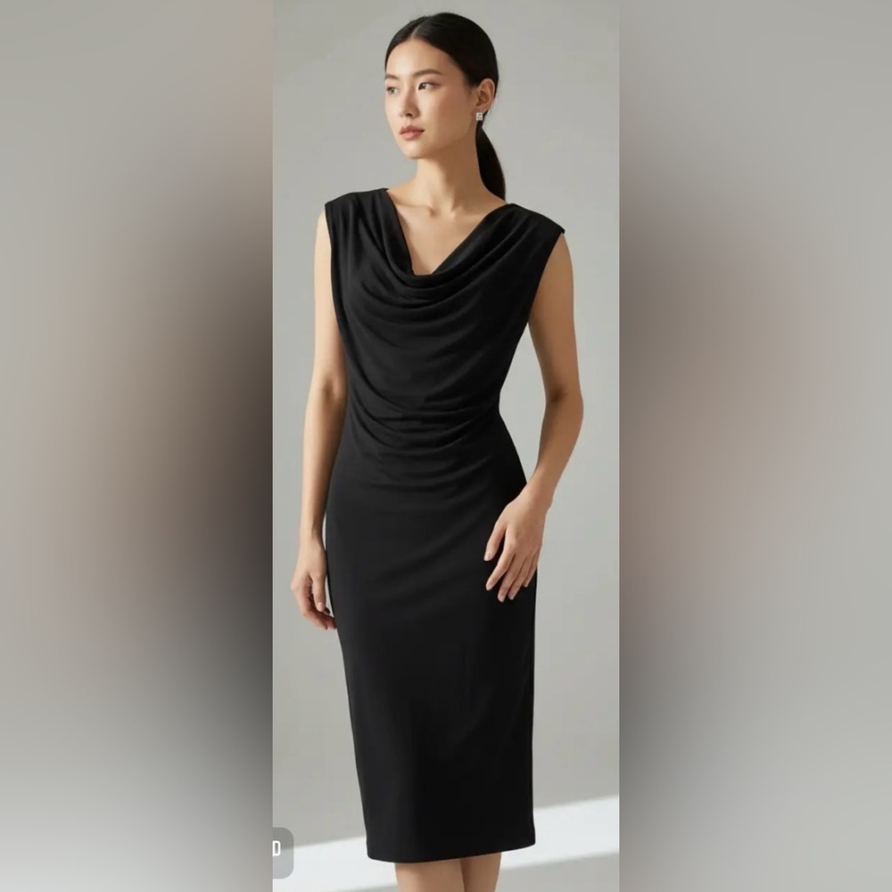 The Wellness Wear Black Label Cowl Neck Sleeveless Dress – Chic & Flattering